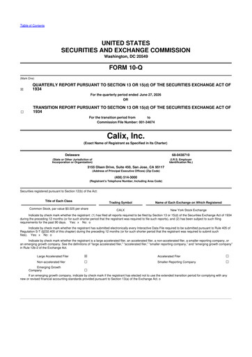 Thumbnail Calix 10-Q Quarterly Report FY2026 