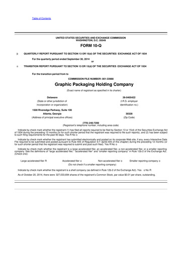 Thumbnail Graphic Packaging 10-Q Quarterly Report FY2014 