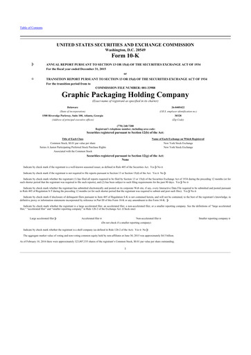 Thumbnail Graphic Packaging 10-K Annual Report 2015