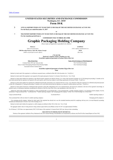 Thumbnail Graphic Packaging 10-K Annual Report 2017