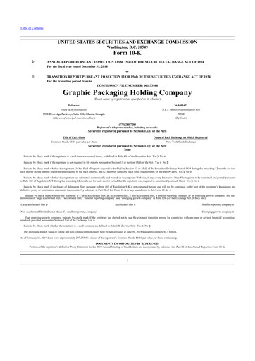 Thumbnail Graphic Packaging 10-K Annual Report 2018