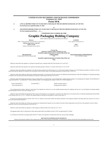 Thumbnail Graphic Packaging 10-K Annual Report 2023