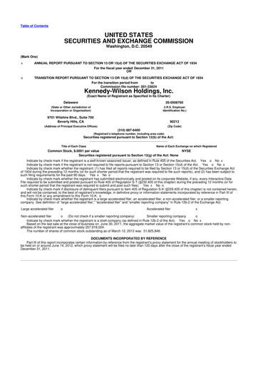 Miniature Kennedy Wilson 10-K Rapport annuel 2011