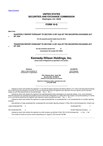 Thumbnail Kennedy Wilson 10-Q Quarterly Report FY2012 