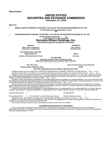 Miniature Kennedy Wilson 10-K Rapport annuel 2012