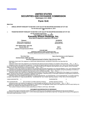 Miniature Kennedy Wilson 10-K Rapport annuel 2014