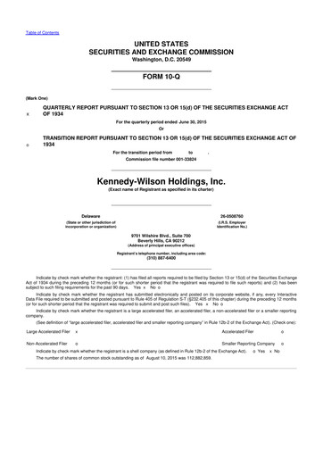 Thumbnail Kennedy Wilson 10-Q Quarterly Report FY2015 