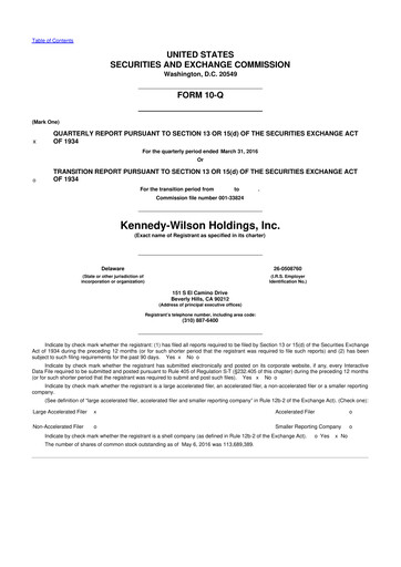 Thumbnail Kennedy Wilson 10-Q Quarterly Report FY2016 