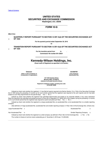 Thumbnail Kennedy Wilson 10-Q Quarterly Report FY2016 
