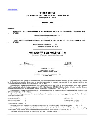 Thumbnail Kennedy Wilson 10-Q Quarterly Report FY2017 