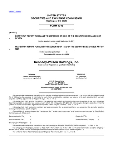 Thumbnail Kennedy Wilson 10-Q Quarterly Report FY2017 