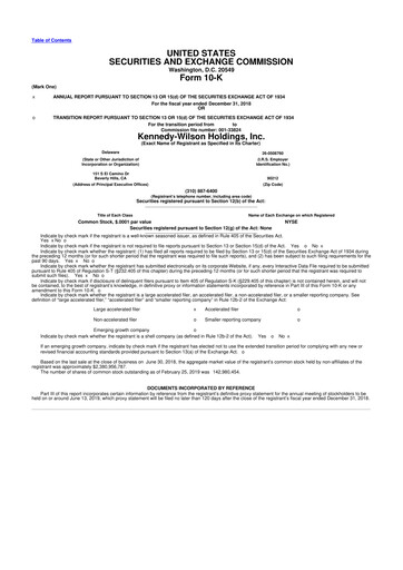 Miniature Kennedy Wilson 10-K Rapport annuel 2018