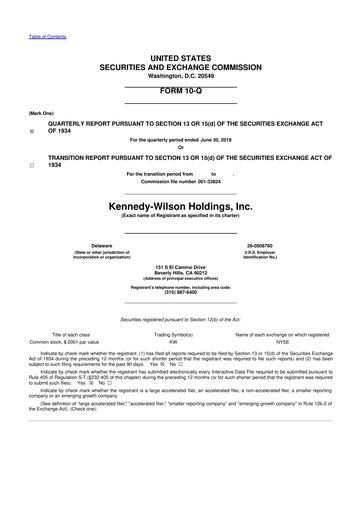 Thumbnail Kennedy Wilson 10-Q Quarterly Report FY2019 