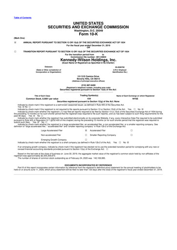 Miniature Kennedy Wilson 10-K Rapport annuel 2019