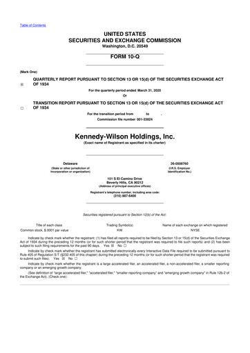 Thumbnail Kennedy Wilson 10-Q Quarterly Report FY2020 