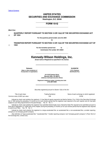 Thumbnail Kennedy Wilson 10-Q Quarterly Report FY2020 