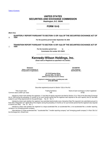 Thumbnail Kennedy Wilson 10-Q Quarterly Report FY2020 