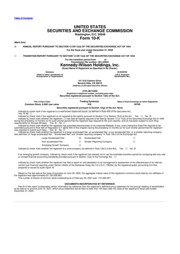 Miniature Kennedy Wilson 10-K Rapport annuel 2020