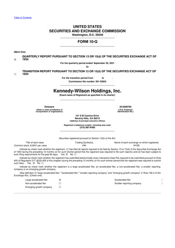 Thumbnail Kennedy Wilson 10-Q Quarterly Report FY2021 