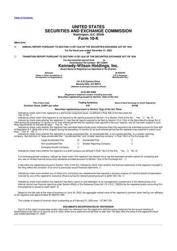 Miniature Kennedy Wilson 10-K Rapport annuel 2022