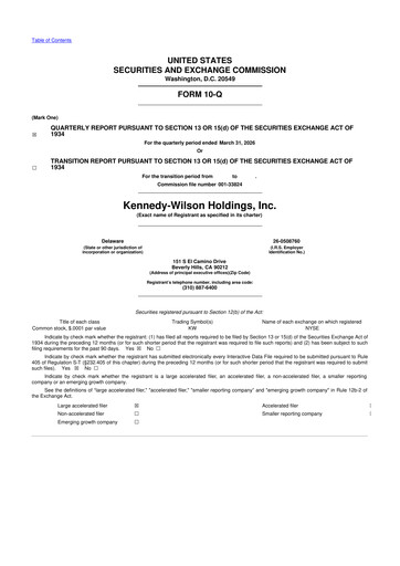 Thumbnail Kennedy Wilson 10-Q Quarterly Report FY 