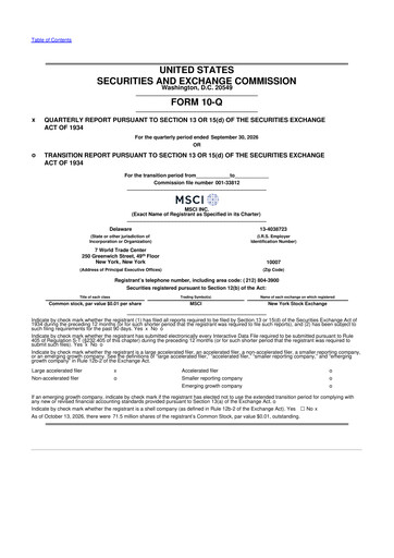 Miniature MSCI 10-Q Rapport trimestriel 2026 Q3