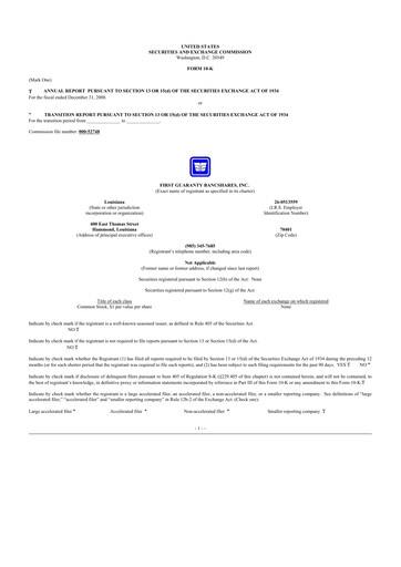 Thumbnail First Guaranty Bancshares 10-K Annual Report 