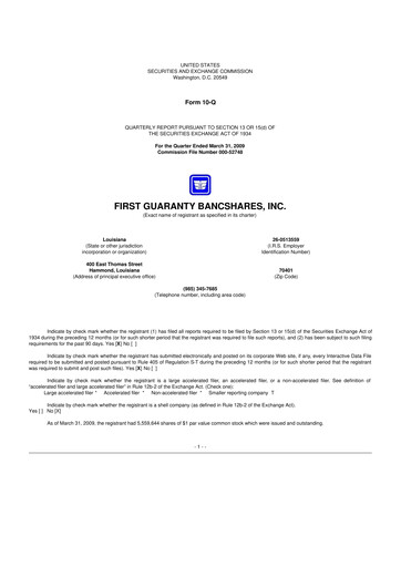 Vorschaubild First Guaranty Bancshares 10-Q Quartalsbericht  