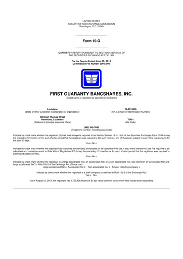Vorschaubild First Guaranty Bancshares 10-Q Quartalsbericht 2011 