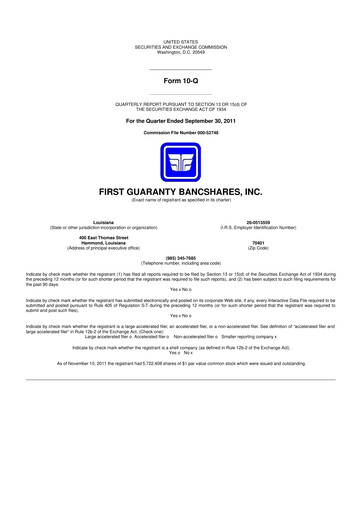 Vorschaubild First Guaranty Bancshares 10-Q Quartalsbericht 2011 