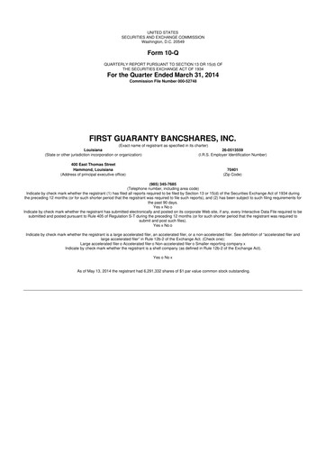 Vorschaubild First Guaranty Bancshares 10-Q Quartalsbericht 2014 
