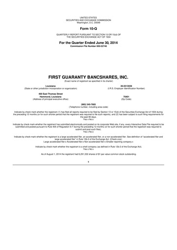 Vorschaubild First Guaranty Bancshares 10-Q Quartalsbericht 2014 