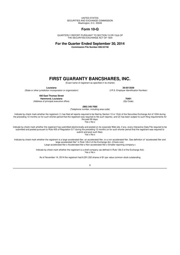 Vorschaubild First Guaranty Bancshares 10-Q Quartalsbericht 2014 