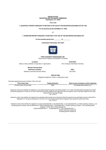 Vorschaubild First Guaranty Bancshares 10-Q Quartalsbericht 2020 