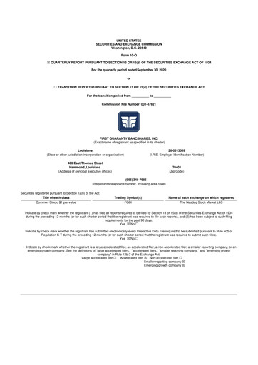 Vorschaubild First Guaranty Bancshares 10-Q Quartalsbericht 2020 