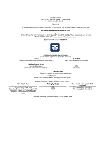 Vorschaubild First Guaranty Bancshares 10-K Jahresbericht 2025