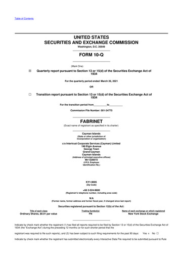 Thumbnail Fabrinet
 10-Q Quarterly Report FY2021 