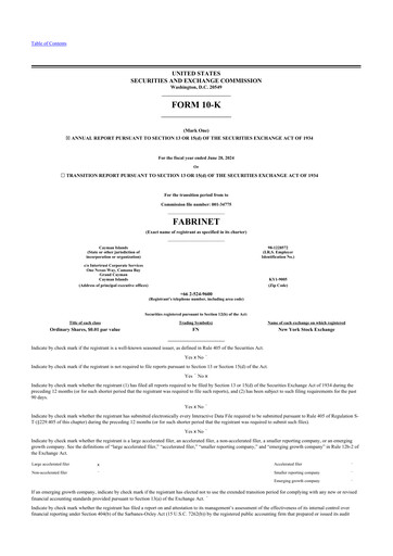 Miniature Fabrinet
 10-K Rapport annuel 2024