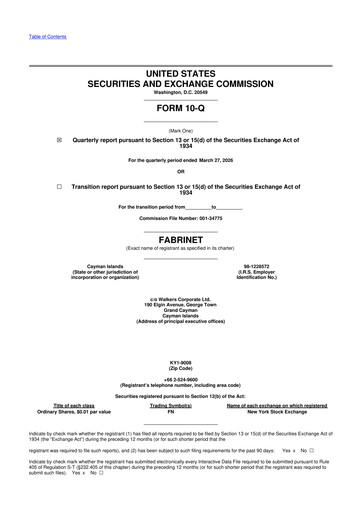Thumbnail Fabrinet
 10-Q Quarterly Report FY 