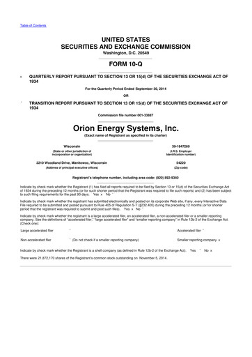 Vorschaubild Orion Energy Systems
 10-Q Quartalsbericht 2015 
