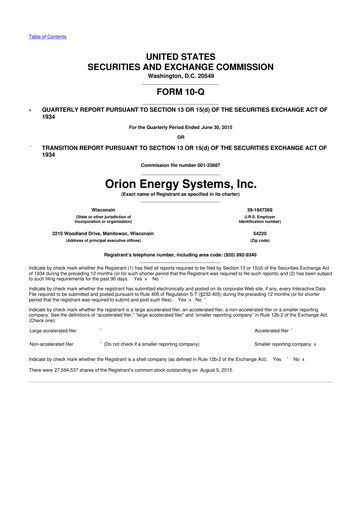Vorschaubild Orion Energy Systems
 10-Q Quartalsbericht 2016 