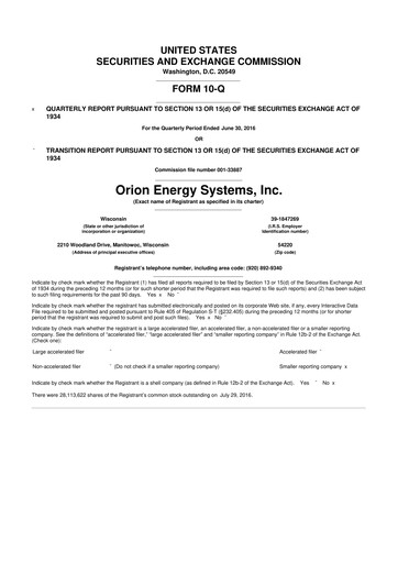 Vorschaubild Orion Energy Systems
 10-Q Quartalsbericht 2017 