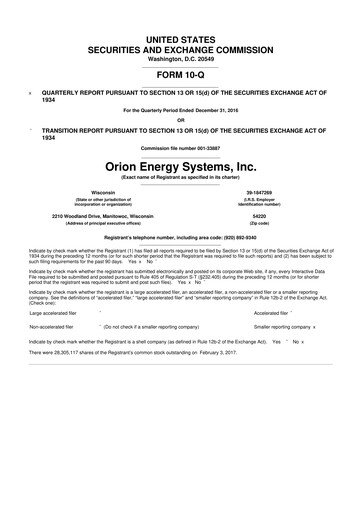 Vorschaubild Orion Energy Systems
 10-Q Quartalsbericht 2017 