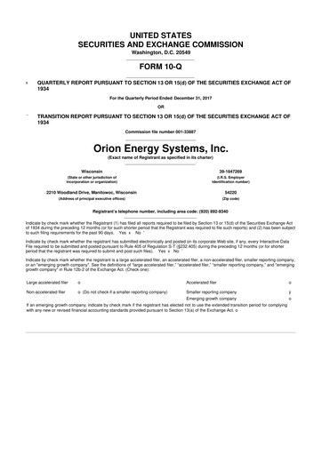 Vorschaubild Orion Energy Systems
 10-Q Quartalsbericht 2018 