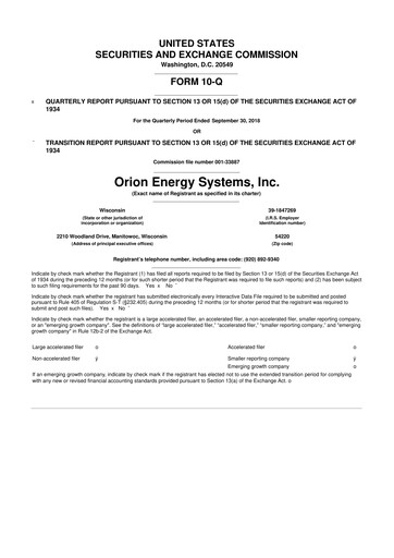 Vorschaubild Orion Energy Systems
 10-Q Quartalsbericht 2019 
