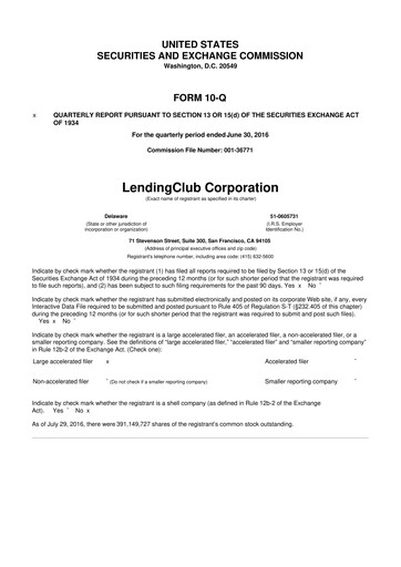 Thumbnail LendingClub
 10-Q Quarterly Report FY2016 