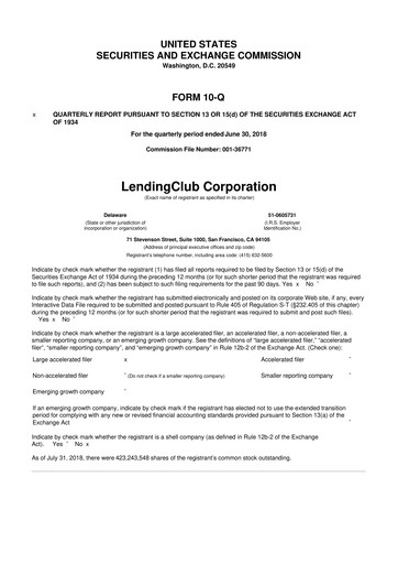 Thumbnail LendingClub
 10-Q Quarterly Report FY2018 
