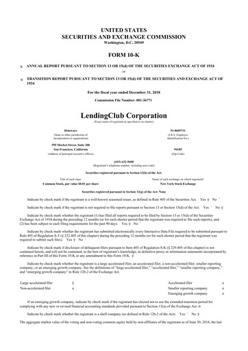 Thumbnail LendingClub
 10-K Annual Report 2018