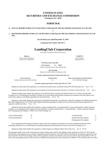 Thumbnail LendingClub
 10-K Annual Report 2019