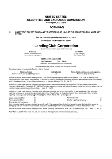 Thumbnail LendingClub
 10-Q Quarterly Report FY2023 